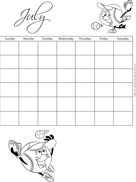 24 Best Printable Calendars Monthly Calendar Template Coloring