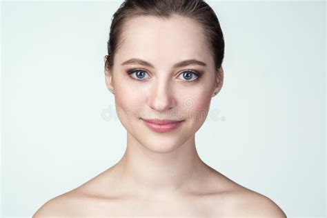 Close Up Portrait Of A Beautiful Young Blue Eyed Girl Stock Photo