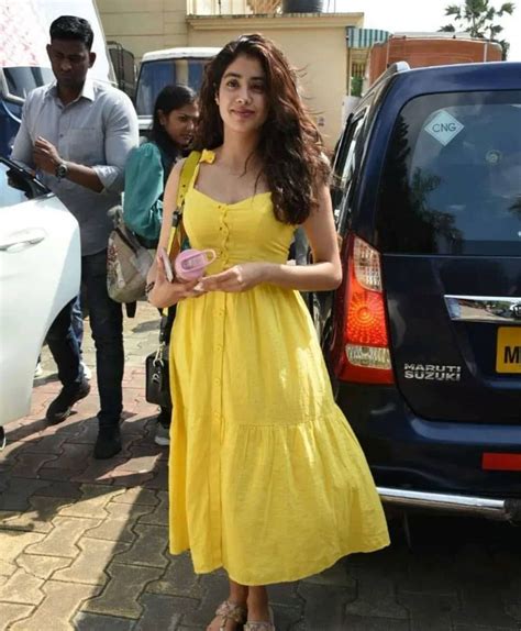 Jhanvi Kapoor Orange Casual Dress Trending Fashion Outfits Causual Outfits