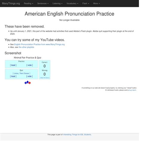 American English Pronunciation Practice For Eslefl Pearltrees