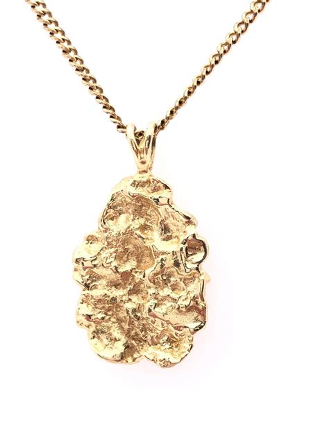 Lot 14k Gold Nugget Pendant Necklace