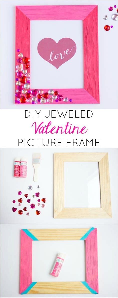 Diy Valentine Jewel Picture Frame Picture Frame Crafts Diy