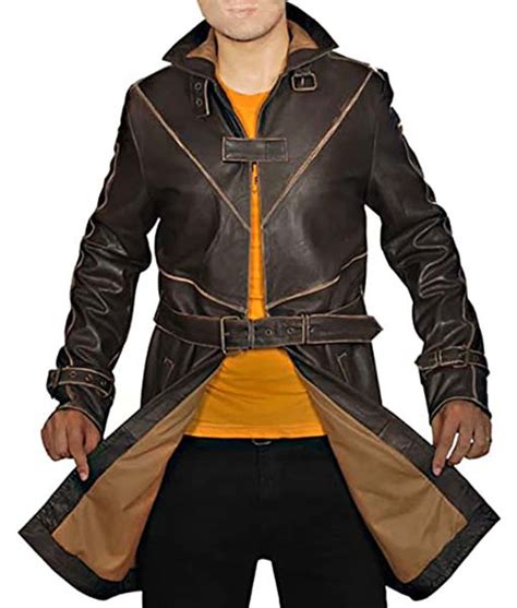 Aiden Pearce Trench Coat Costume From Watch Dog In Real Leather