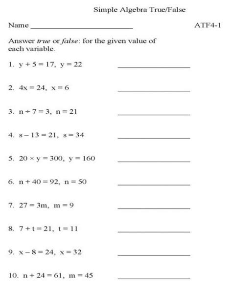 simple algebra worksheets grade  kidsworksheetfun