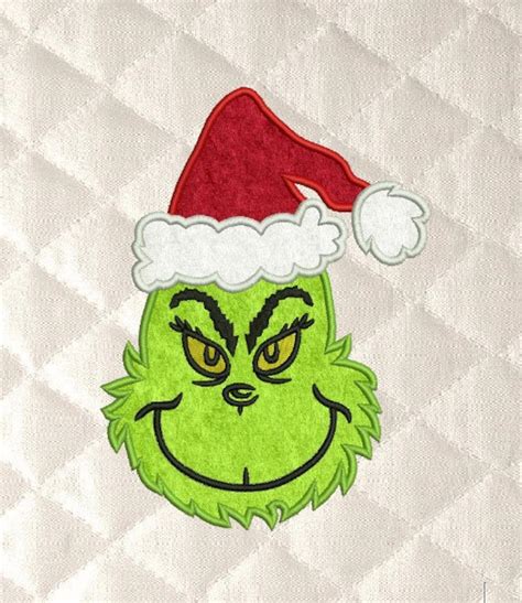 Grinch Applique Embroidery Design 3 Sizes 4x4 5x7 6x10 Instant Etsy