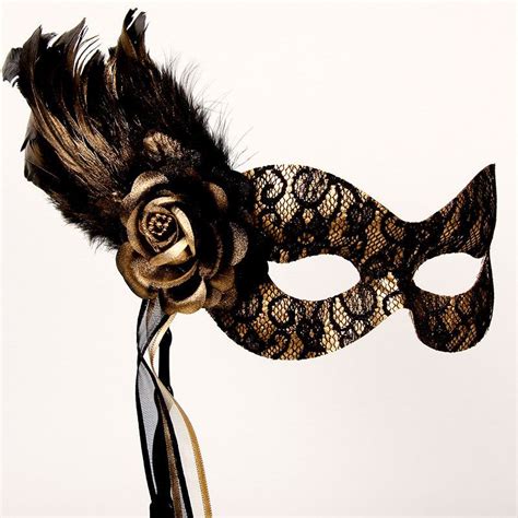 Beautiful Black And Gold Lace Masquerade Mask Masked Ball Etsy Lace
