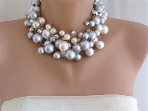 Bridal Pearl Necklace Multistrand Choker Wedding Pearl