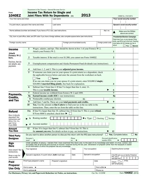 Irs 1040 Ez 2013 Fill And Sign Printable Template Online Us Legal Forms
