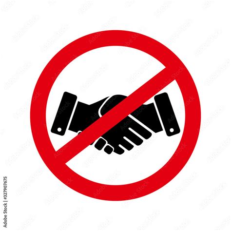 Handshakes Are Prohibited Red Round Sign Vector Illustration Stock