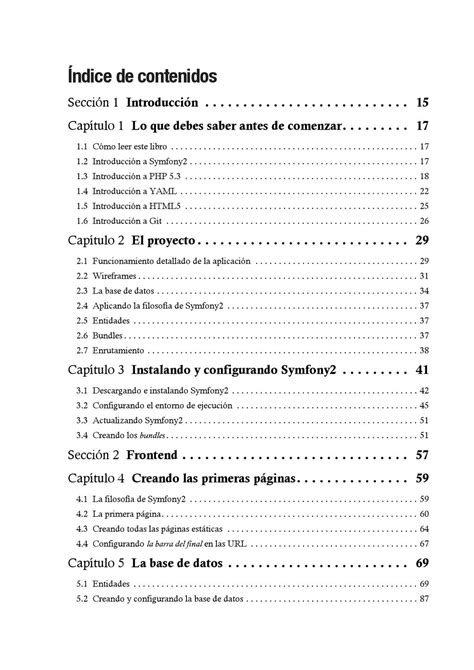 Indice De Contenidos Del Libro Desarrollo Web Agil Con Symfony2 By