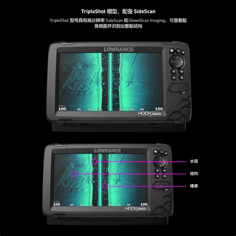 2020款美国劳伦斯探鱼器7x中文hook reveal进口船用筏钓海钓路亚 虎窝淘