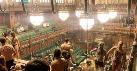 protesters bare almost all to u k parliament which can t look away the new york times