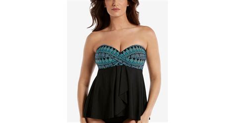 Miraclesuit Bandeau Strapless Tankini Top In Blue Lyst