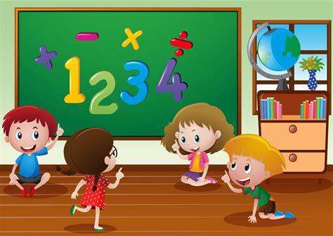 Kids Learning In Classroom 412925 Vector Art At Vecteezy