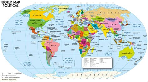 Large World Map In Robinson Projection F C