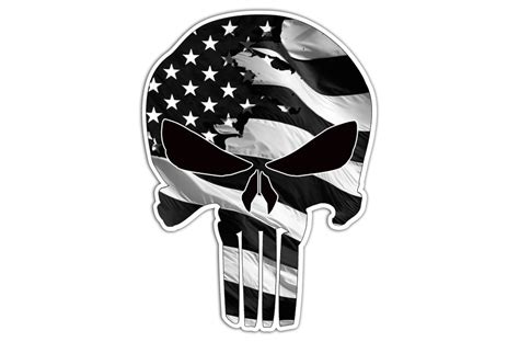 American Flag Punisher Skull Sticker Decal Vinyl Bones Skeleton Art