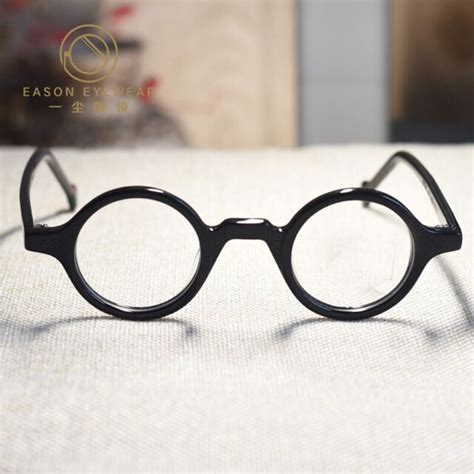 Vintage John Lennon Round Eyeglasses Frame Acetate Mens Gloss Black