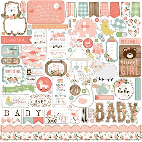 Baby Girl Cardstock Stickers 12x12 Elements