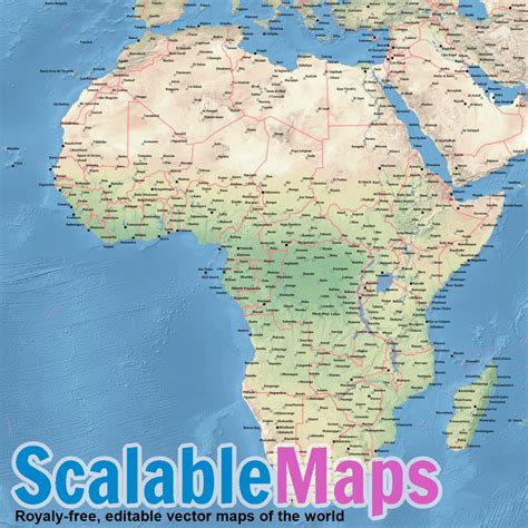 Scalablemaps Vector Map Of Africa Shaded Relief Raster Borders