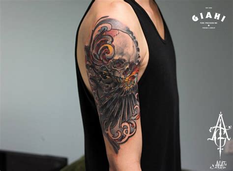 Screaming skull tattoo drawing, hd png download is a contributed png. Screaming Raven Skull tattoo by Agat Artemji | Best Tattoo ...