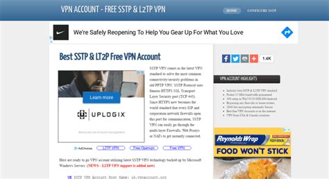 Untuk membuat koneksi internet kamu jadi makin maksimal! Access vpnaccount.org. Best SSTP & LT2P Free VPN Account - VPN Account - Free SSTP & L2TP VPN