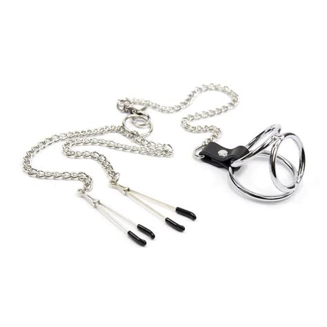 2 Nipple Clamps Penis Cage Set Triple Cock Rings Bondage Boutique