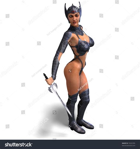 Female Amazon Warrior Sword Armor 3d Stock Illustration