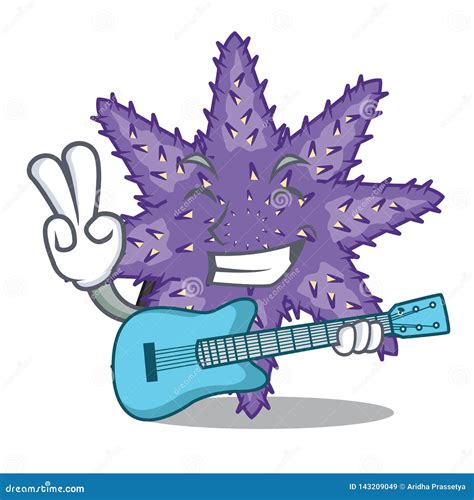 With Guitar Purple Starfish In The Character Shape Stock Vector