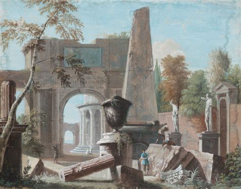 Studio Of Marco Ricci Figures Amongst Classical Ruins