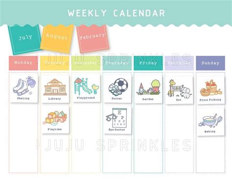 Printable Weekly Visual Calendar Kids Weekly Calendar I Etsy Kids