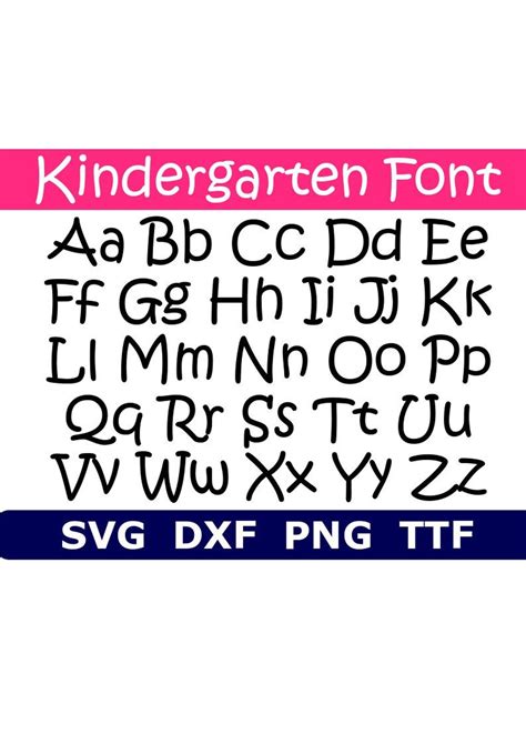 Kindergarten Font Svg Ttf Kindergarten Letters School Etsy