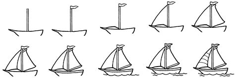 How To Draw A Boat In Water Sailboat Drawing Sailboat Drawings