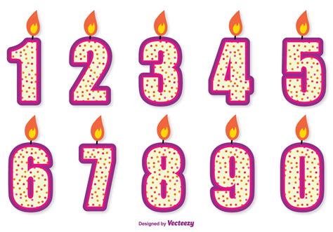 Cute Birthday Number Candle Set Download Free Vector Art Stock