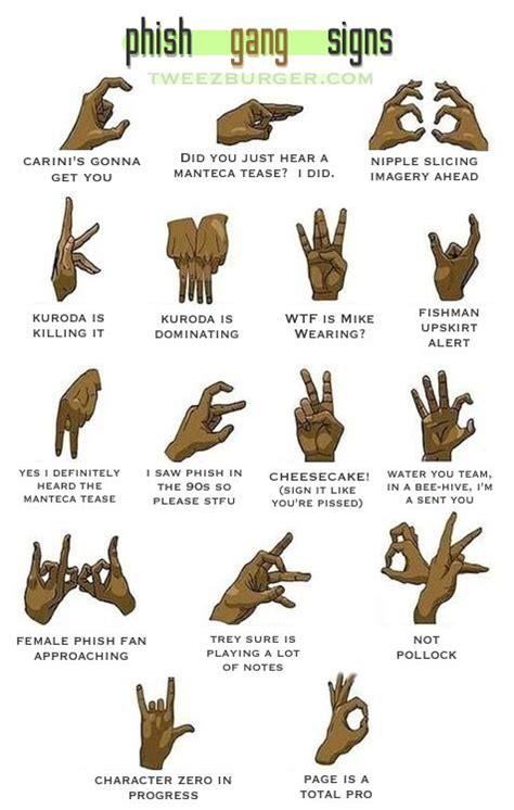 Well you're in luck, because here they come. Phish Gang Signs | Gang signs, Funny pictures can't stop ...