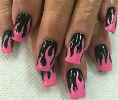 Pink Flame Nails Pretty Acrylic Nails Best Acrylic Nails Cute Acrylic