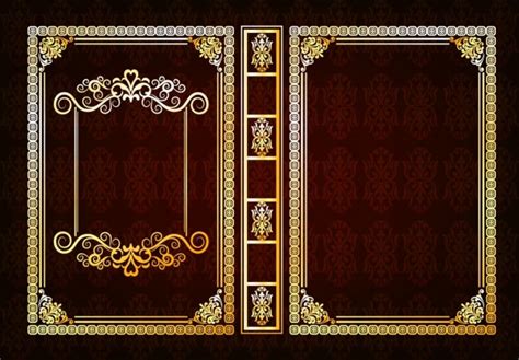Book Decorative Template Classical Frame Dark Brown Vectors Graphic Art