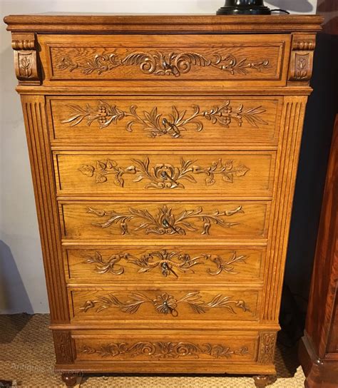 Tall Golden Oak Chest Of Drawers Antiques Atlas
