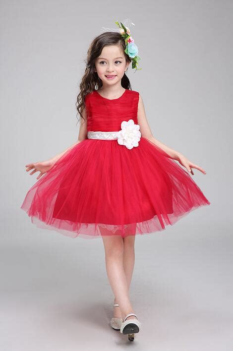 2017 Baby Girl Dress Party Dresses Sleeveless Princess Red Dress