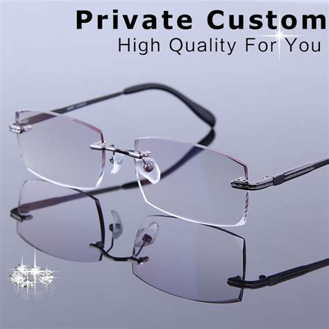 New Customrized Optical Glasses Men Rimless Frames Korean For Progressive Glasses Male