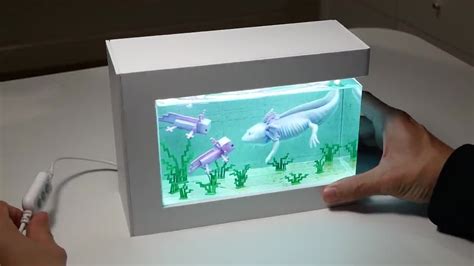 Diorama Of Minecraft Rtx On Off Axolotls In The Aquarium Polymer Clay