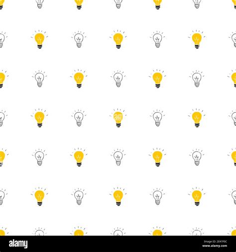 Light Bulb Seamless Pattern Hand Drawn Vector Illustration Stock