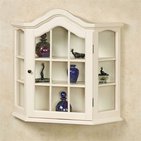 The finial draws glances here. Amelia Wooden Wall Curio Cabinet Whitewash | Wall curio ...