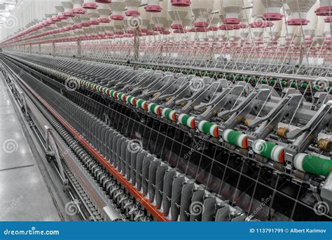Spools Of Thread At A Textile Factory Stock Image Image Of Rotate