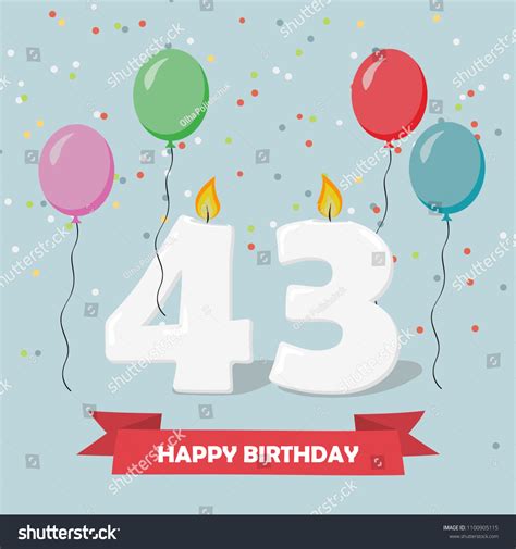 vektor stok 43 years celebration happy birthday greeting tanpa royalti 1100905115 shutterstock