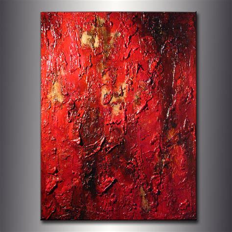 Original Huge Red Textured Abstract Painting Contemporary Modern Wall