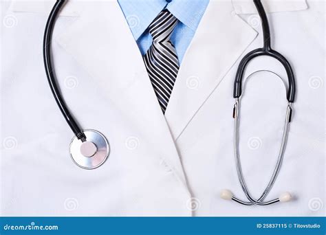 Doctors Lab White Coat With Stethoscope Royalty Free Stock Photo