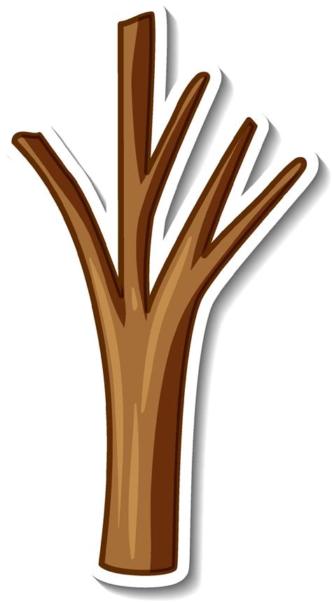 modèle d autocollant avec un arbre sans feuilles en style cartoon isolé
