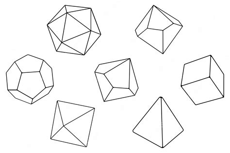 Premium Vector Polyhedral Outline Dice Shapes For Dungeons And