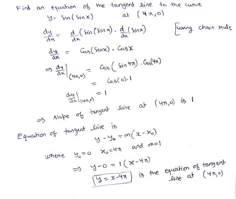 Solved Find An Equation Of The Tangent Line To The Curve At The Given