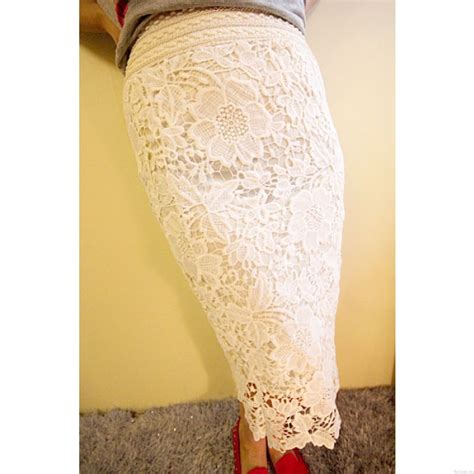 Package Hip Skirt Lace Hollow Soluble Slim Waist Pencil Skirt Fashion Dresses Clothing